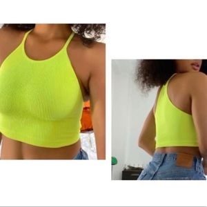 Free People Neon Yellow Crop Top